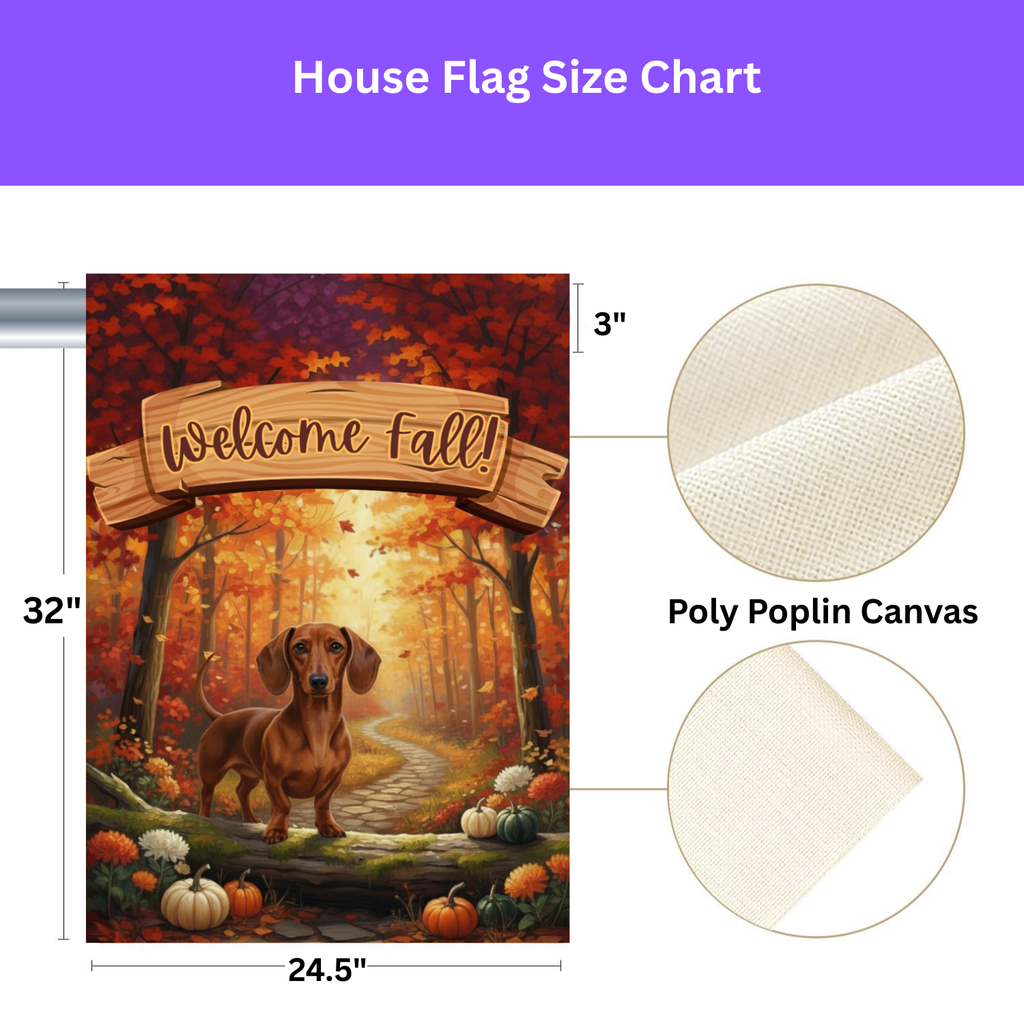 Welcome Fall Dachshund Garden Flag - yard display - Dragonfire Gardens