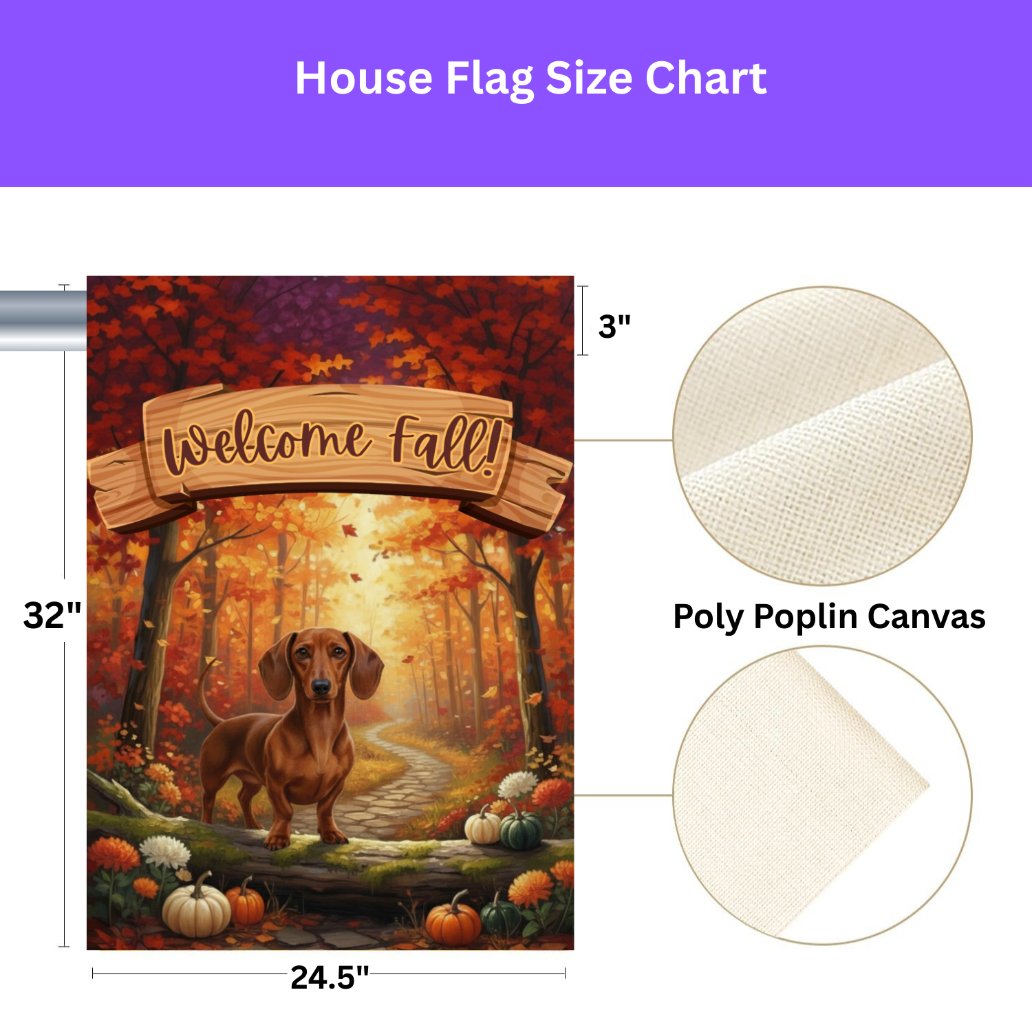 Welcome Fall Dachshund Garden Flag - yard display - Dragonfire Gardens