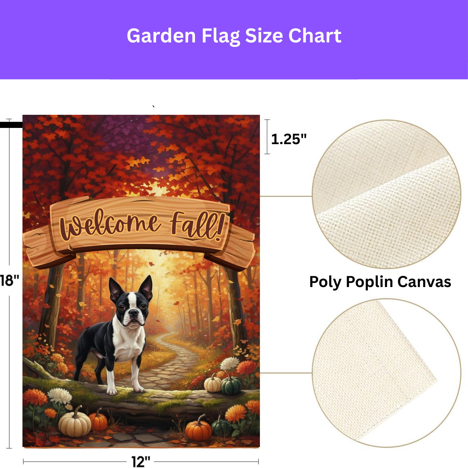 Welcome Fall Boston Terrier Garden Flag - porch decor - Dragonfire Gardens