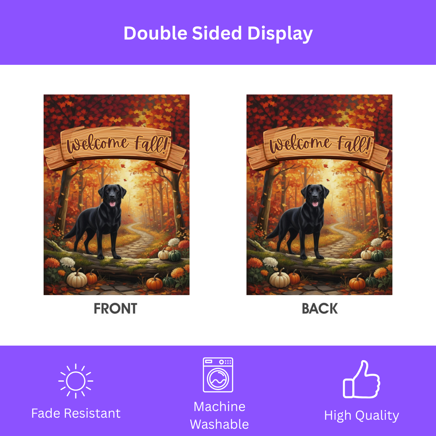 Welcome Fall Black Labrador Retriever Garden Flag - yard display - Dragonfire Gardens