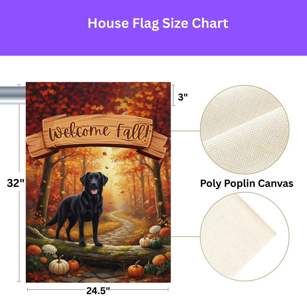 Welcome Fall Black Labrador Retriever Garden Flag - porch decor - Dragonfire Gardens
