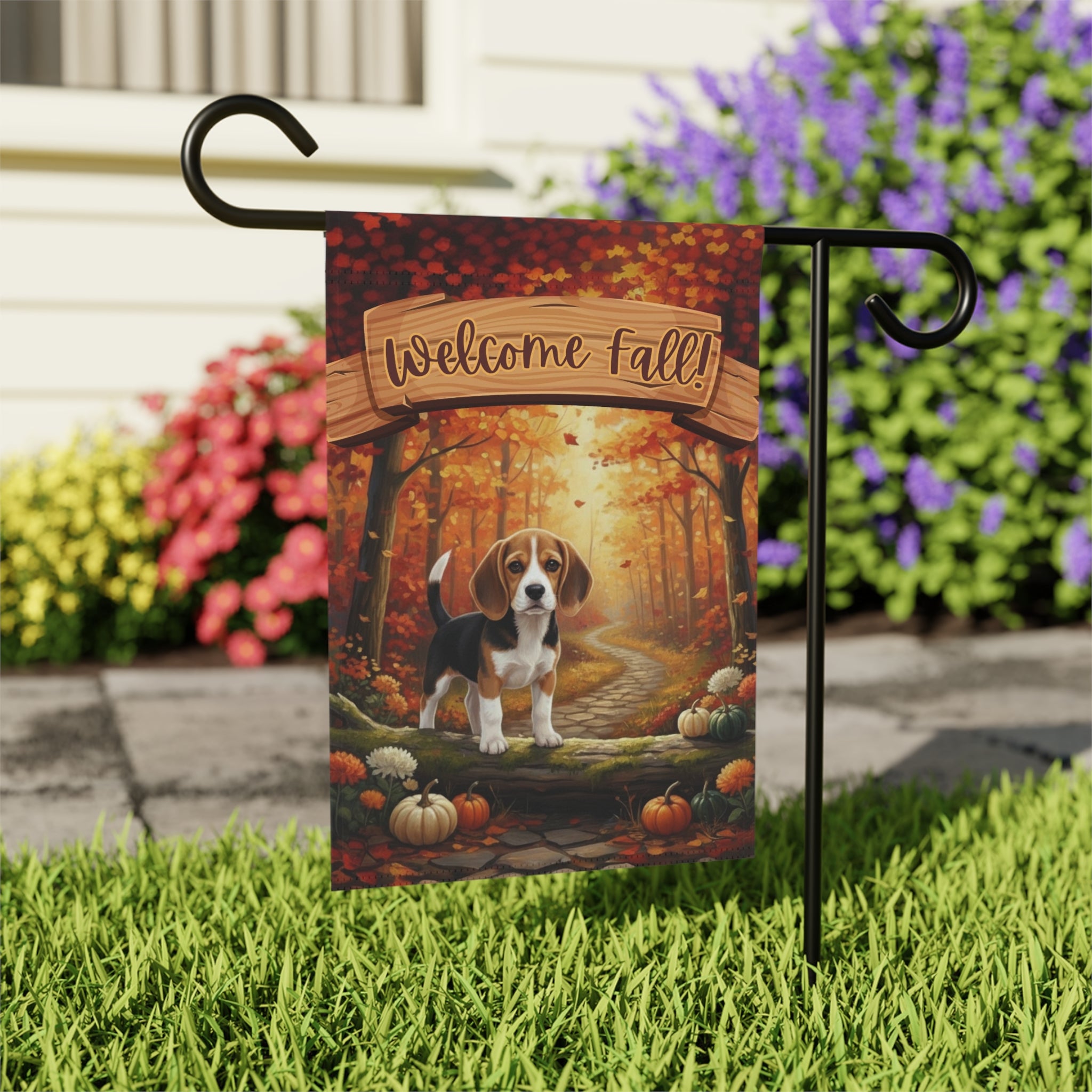 Welcome Fall Beagle Garden Flag