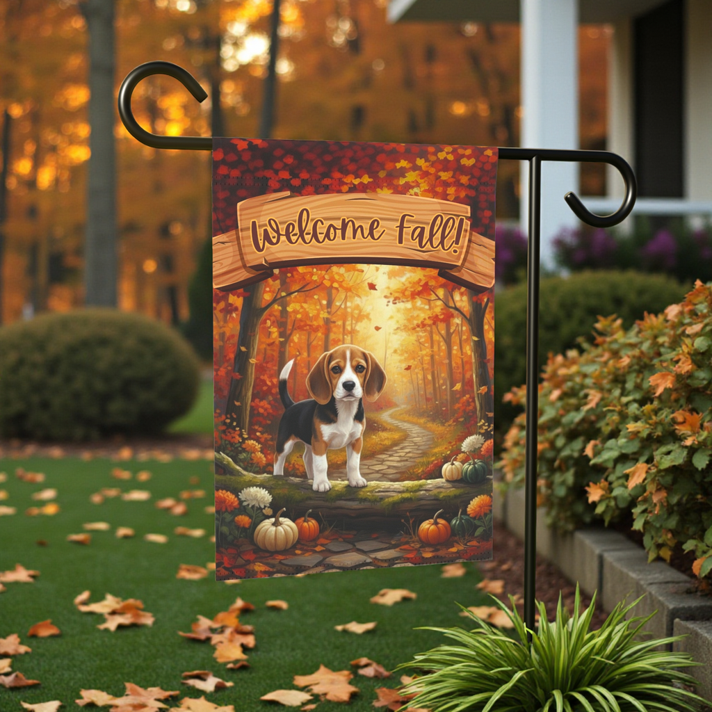 Welcome Fall Beagle Garden Flag