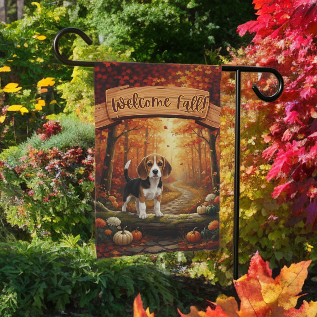 Welcome Fall Beagle Garden Flag