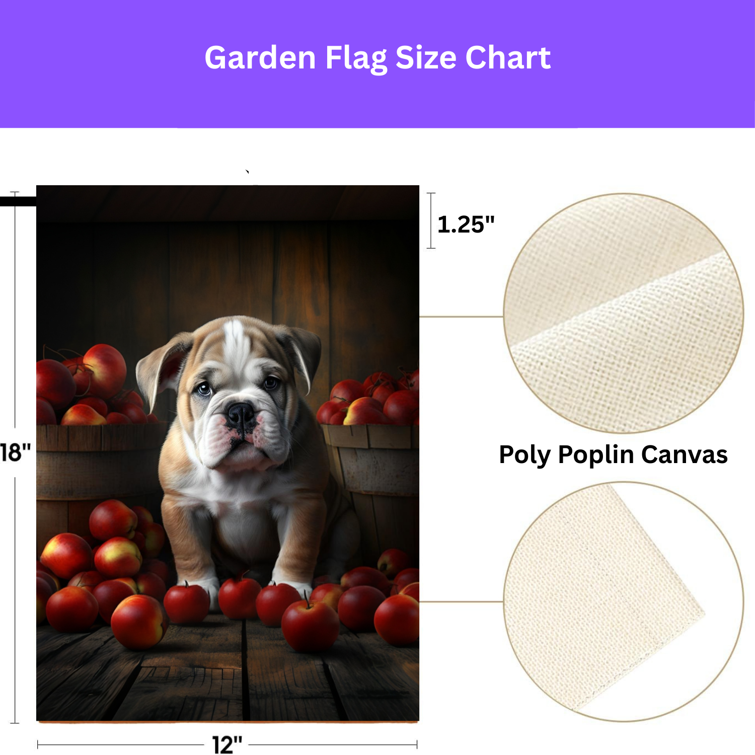 Bulldog Puppy and Apples Garden Flag - porch decor - Dragonfire Gardens