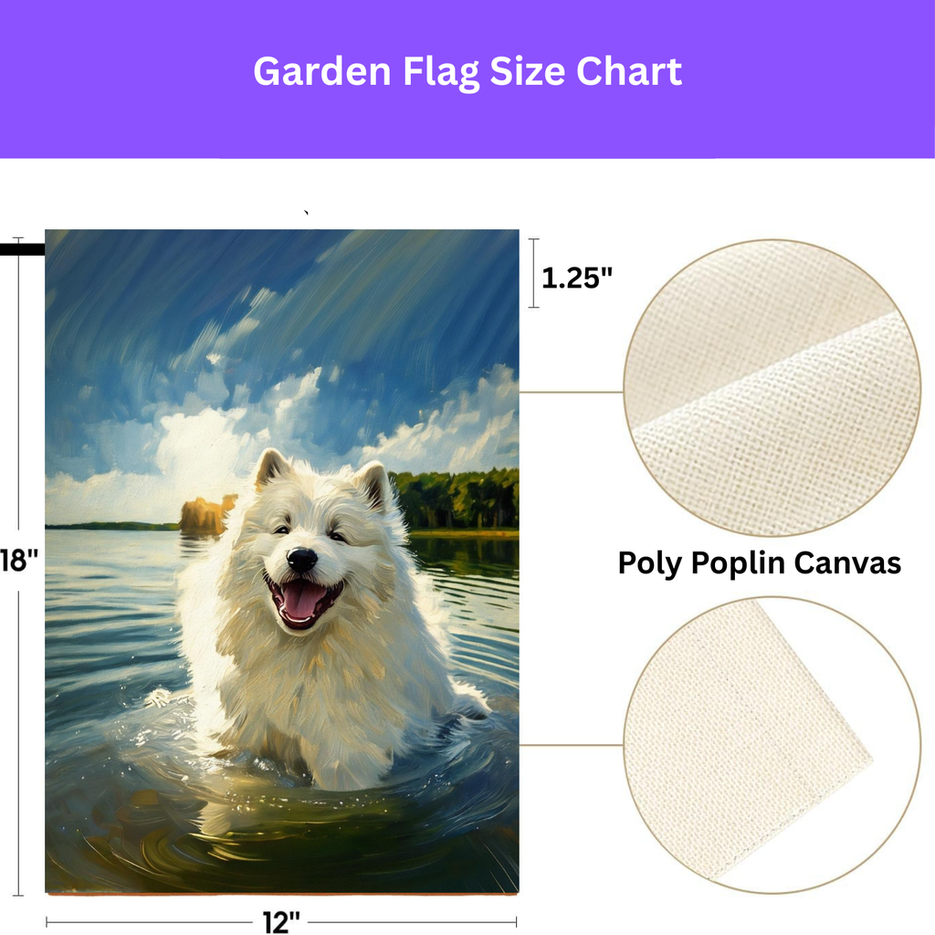 Samoyed Water Adventure Garden Flag - yard display - Dragonfire Gardens