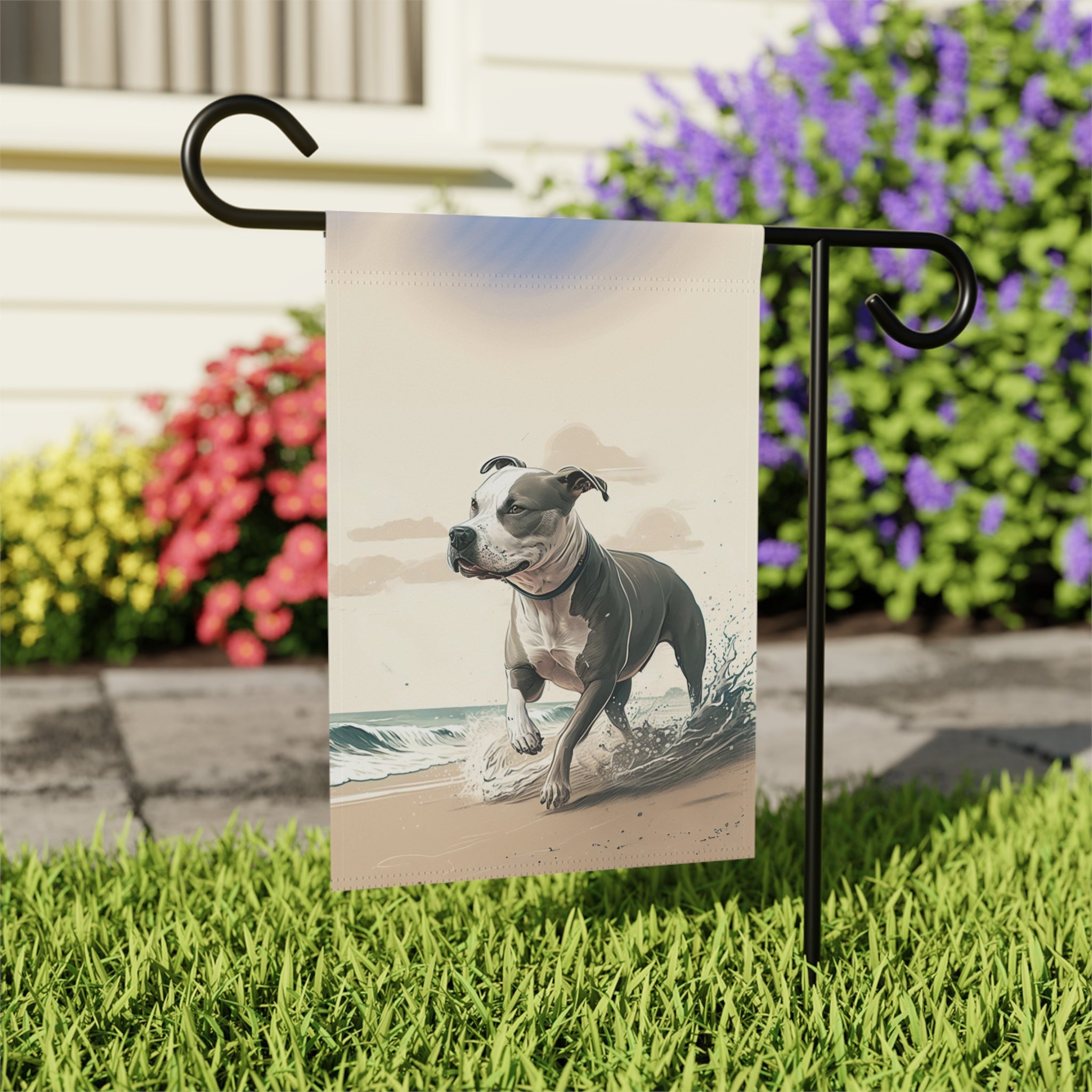 Pitbull on the Beach Garden Flag
