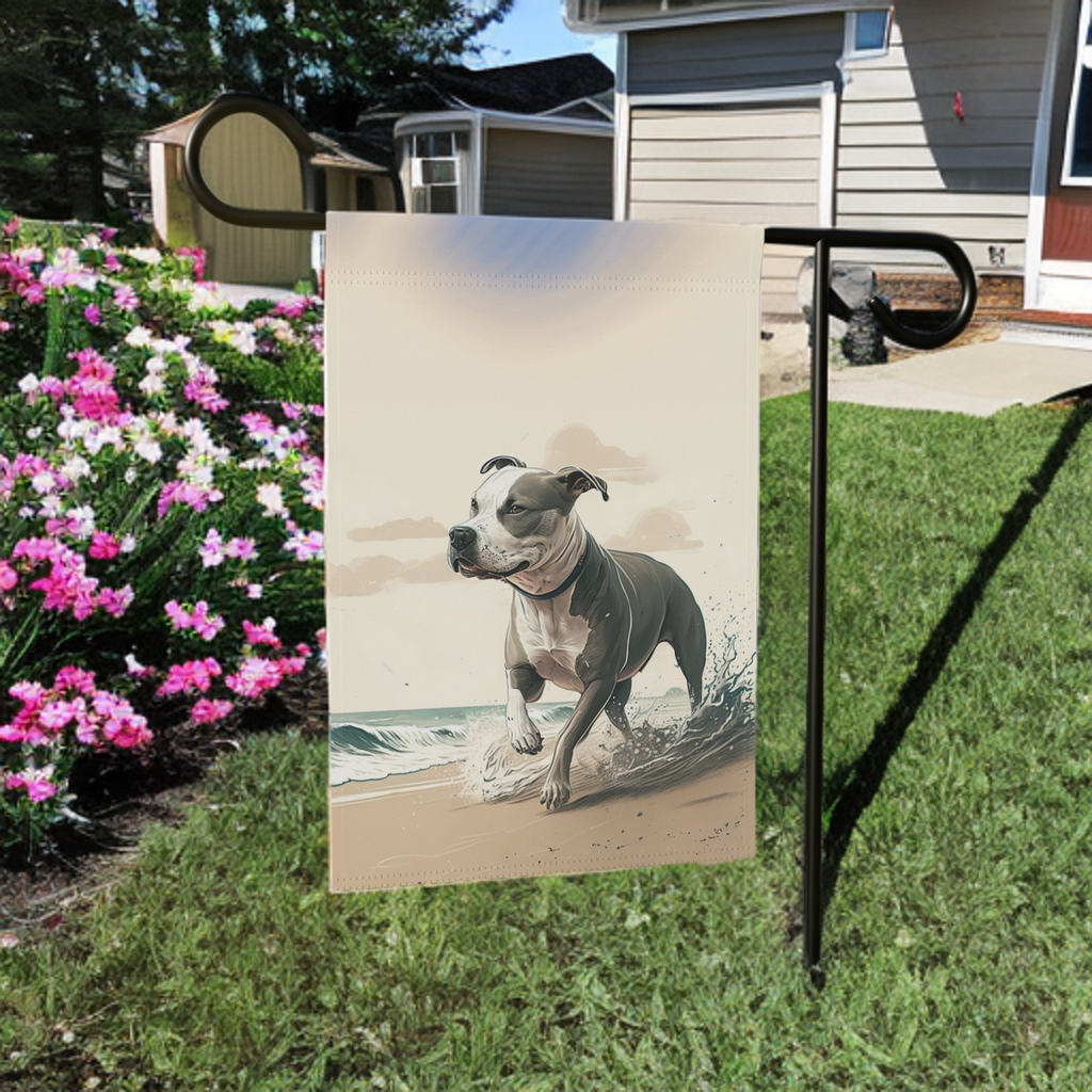 Pitbull on the Beach Garden Flag