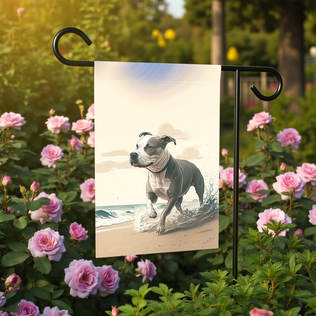 Pitbull on the Beach Garden Flag
