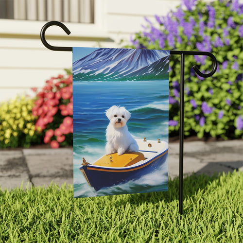 Blue Boat Maltese Garden Flag - outdoor display - Dragonfire Gardens