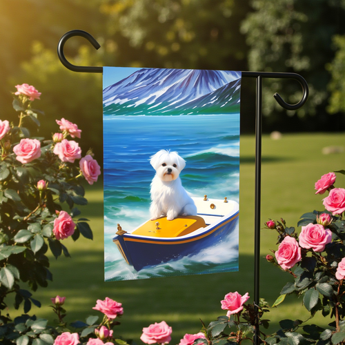 Blue Boat Maltese Garden Flag - front view - Dragonfire Gardens