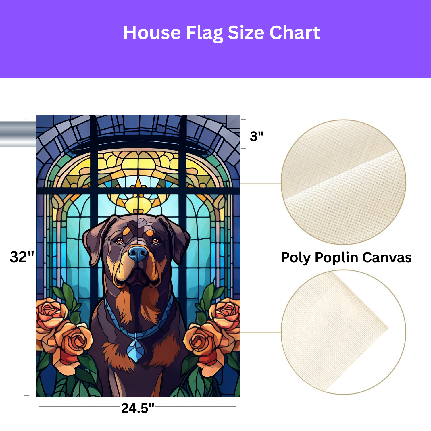 Stained Glass Rottweiler Garden Flag - porch decor - Dragonfire Gardens
