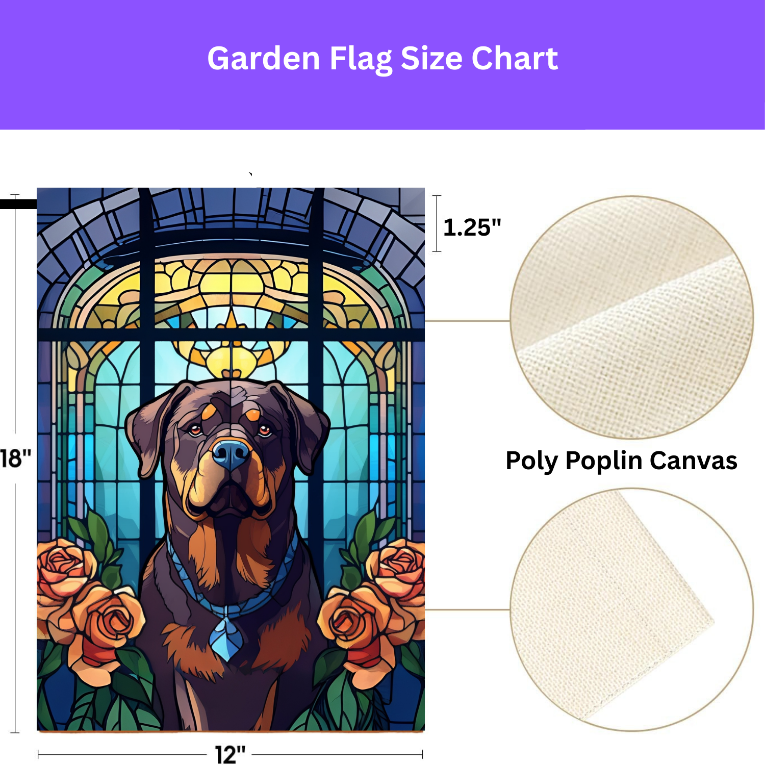 Stained Glass Rottweiler Garden Flag - yard display - Dragonfire Gardens