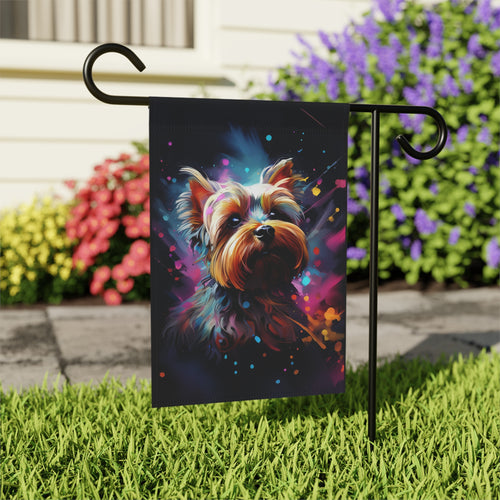 Abstract Yorkshire Terrier Garden Flag - outdoor display - Dragonfire Gardens