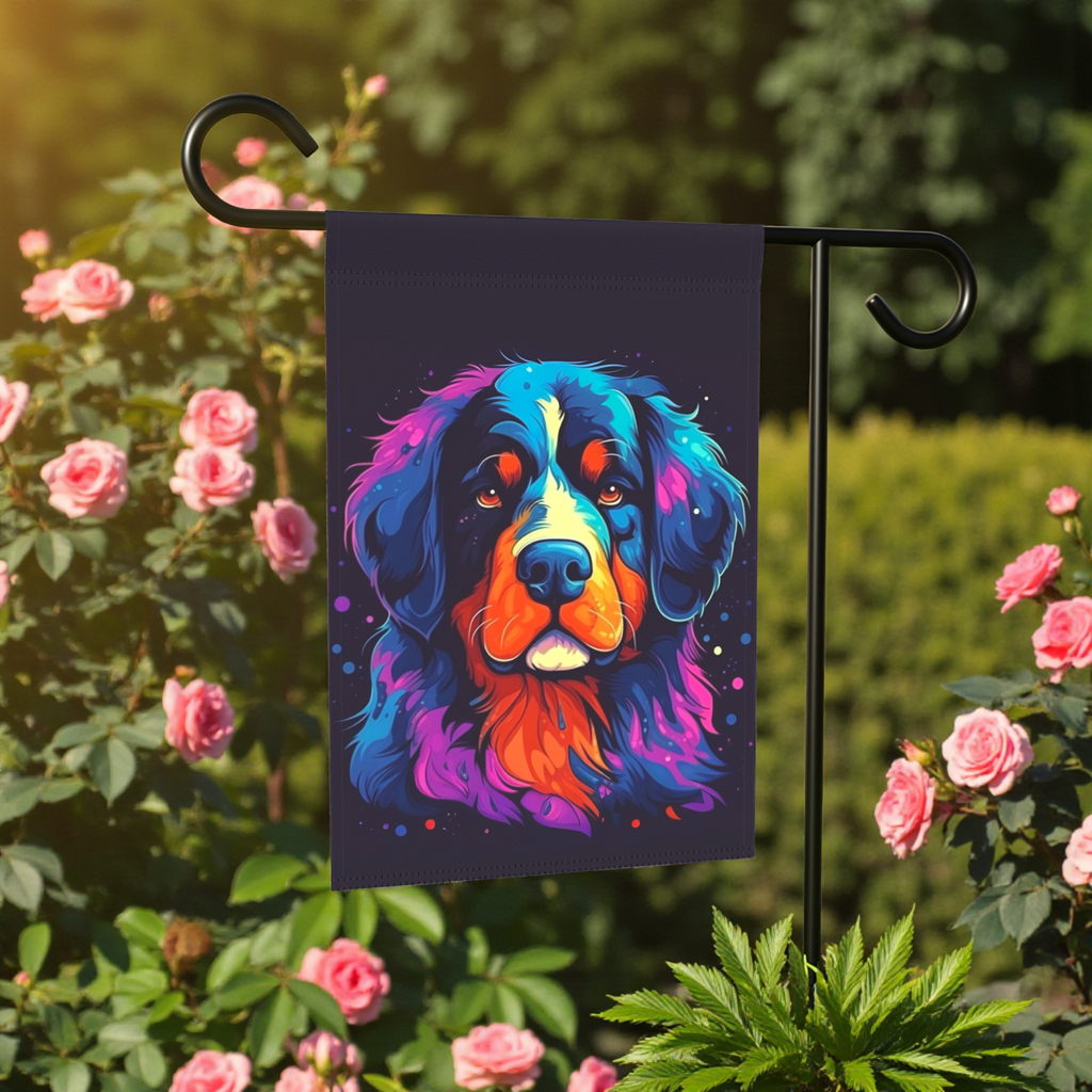 Abstract Bernese Mountain Dog Garden Flag
