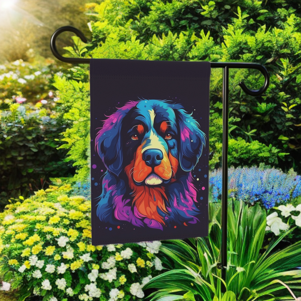 Abstract Bernese Mountain Dog Garden Flag