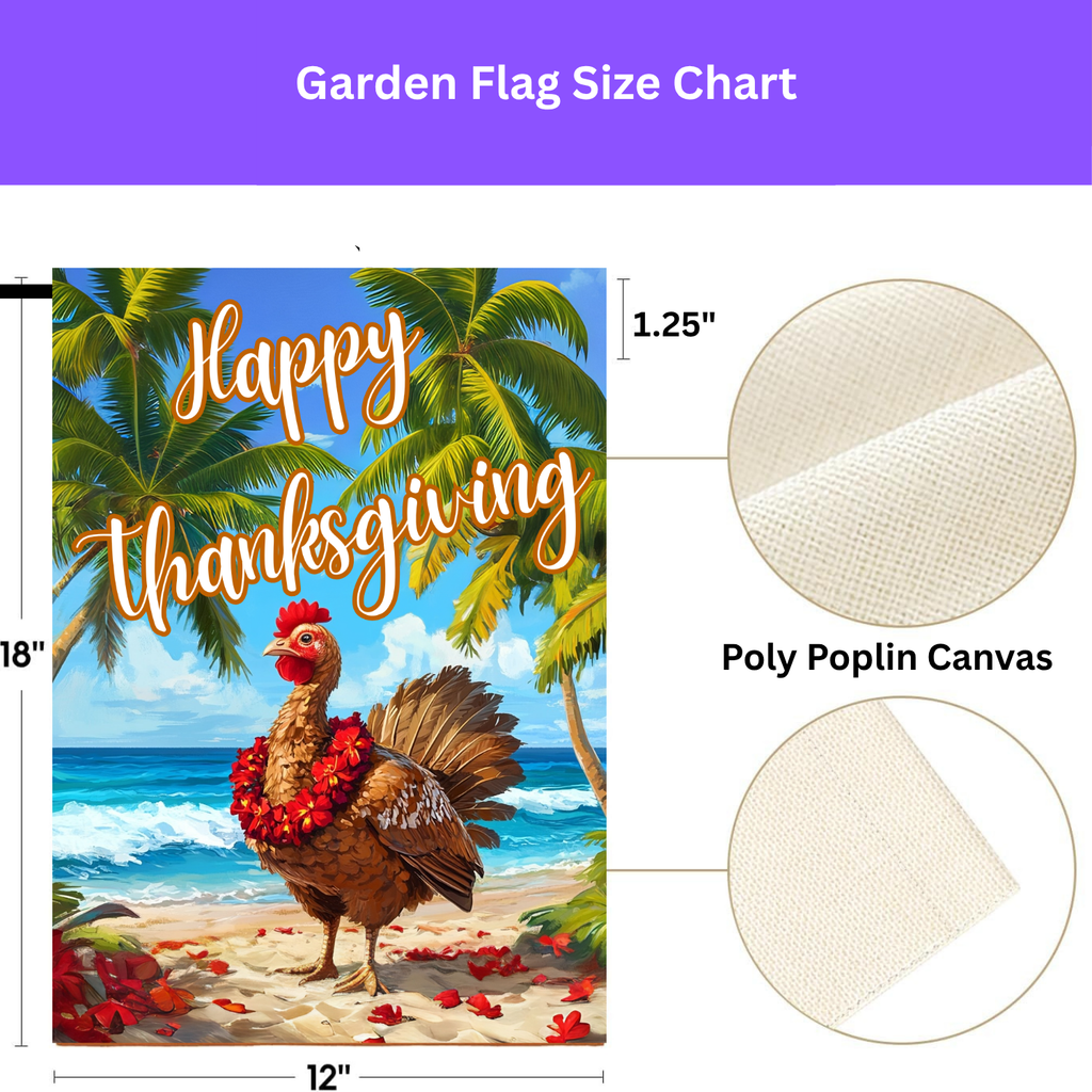Happy Thanksgiving Aloha Turkey Garden Flag - porch decor - Dragonfire Gardens