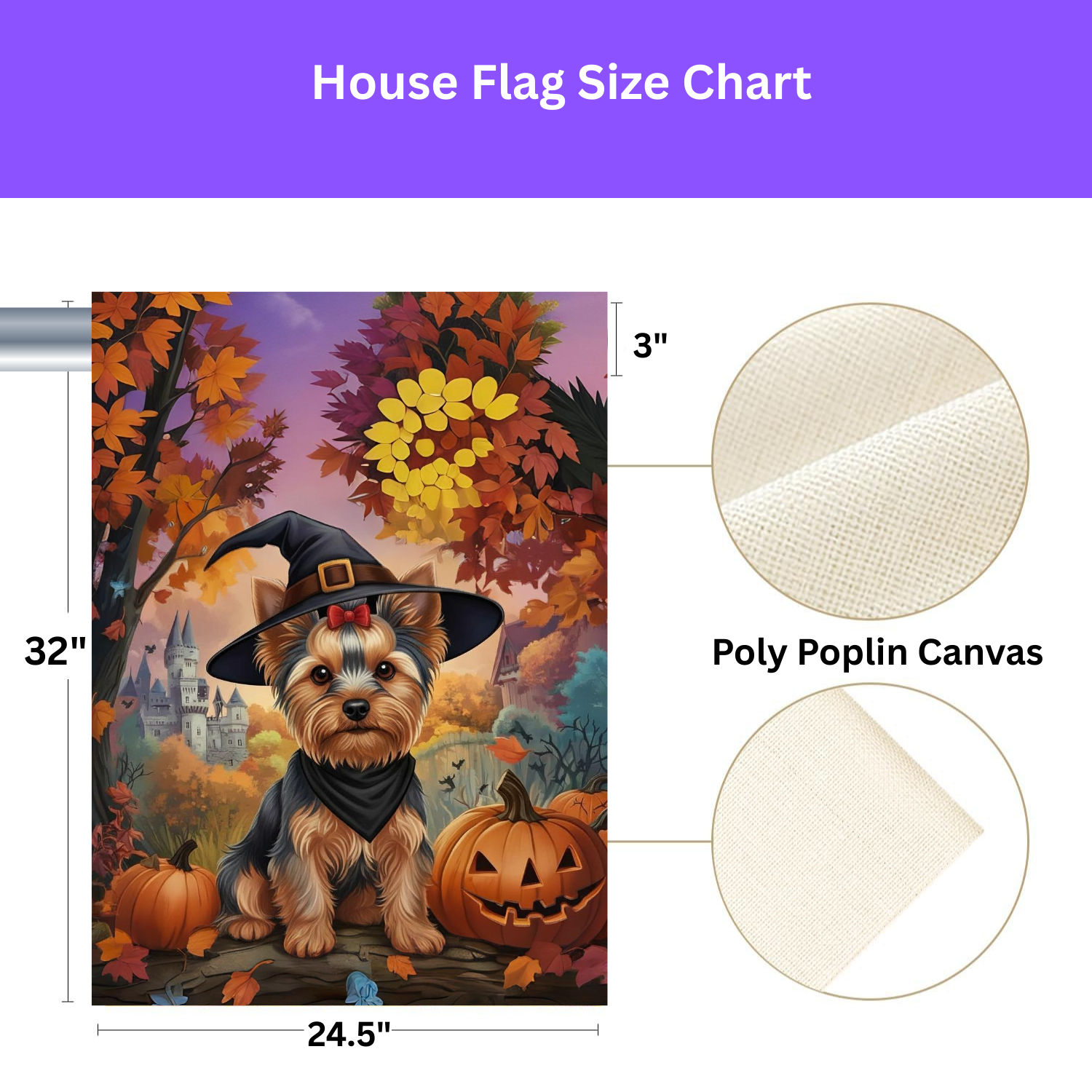 Yorkshire Terrier Halloween Pumpkin Garden Flag - yard display - Dragonfire Gardens