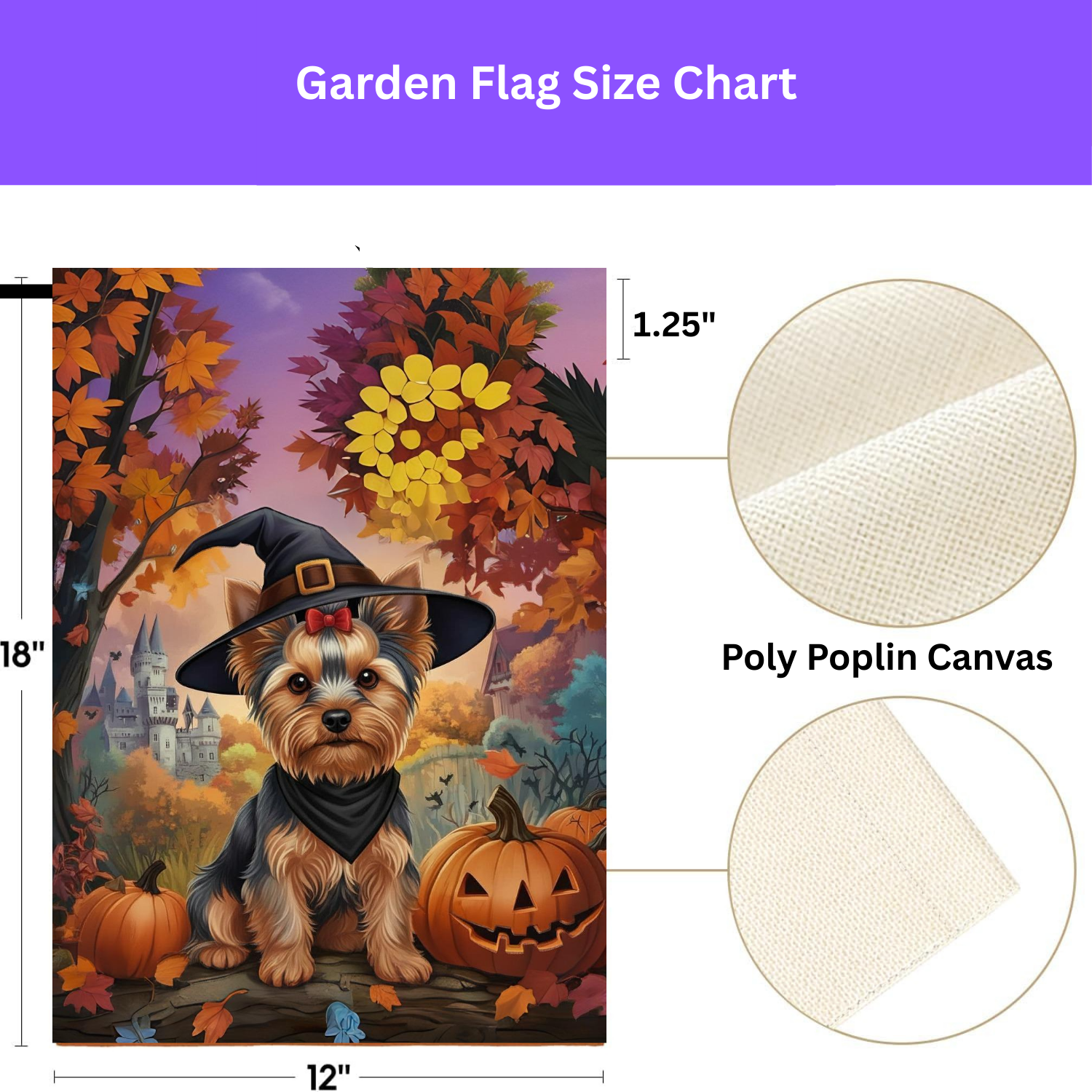 Yorkshire Terrier Halloween Pumpkin Garden Flag - porch decor - Dragonfire Gardens