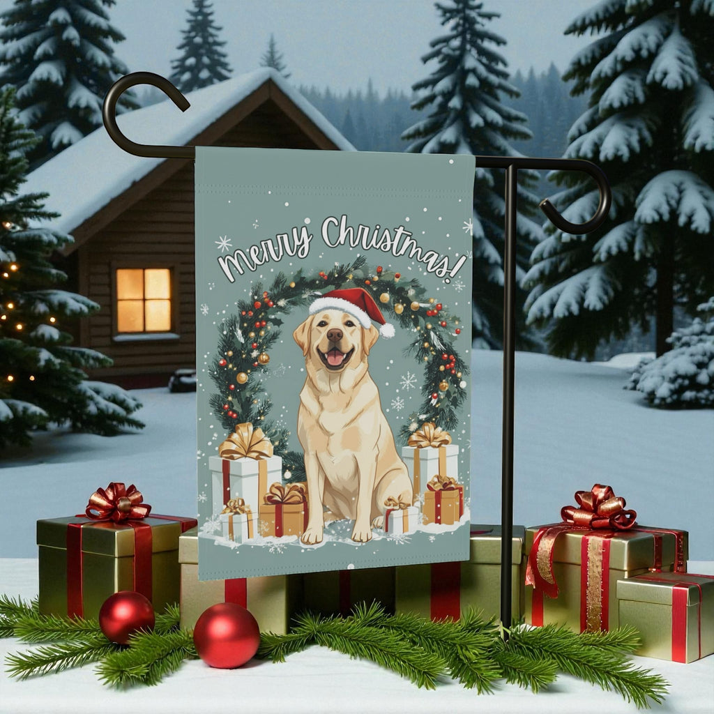Merry Christmas Labrador Garden Flag - yard display - Dragonfire Gardens