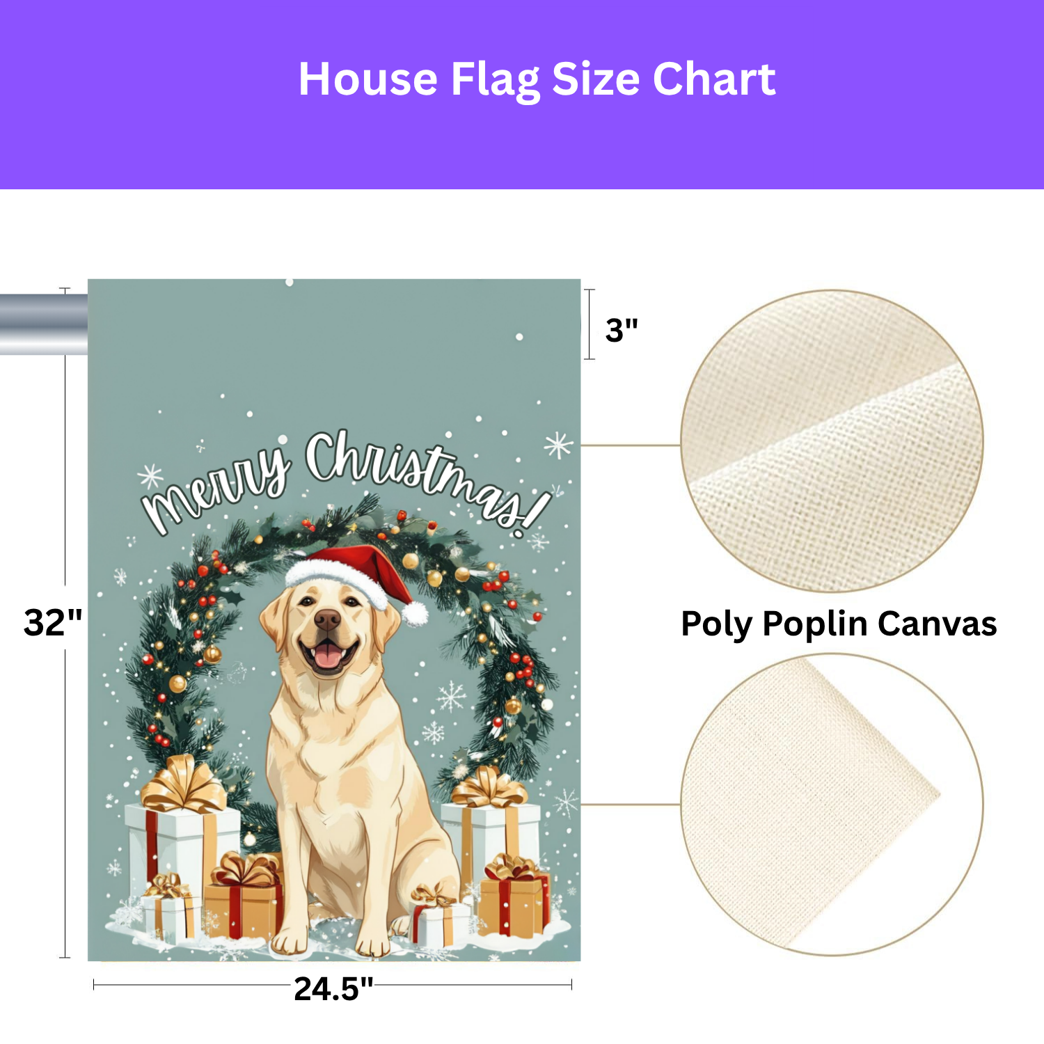 Merry Christmas Labrador Garden Flag - lifestyle display - Dragonfire Gardens
