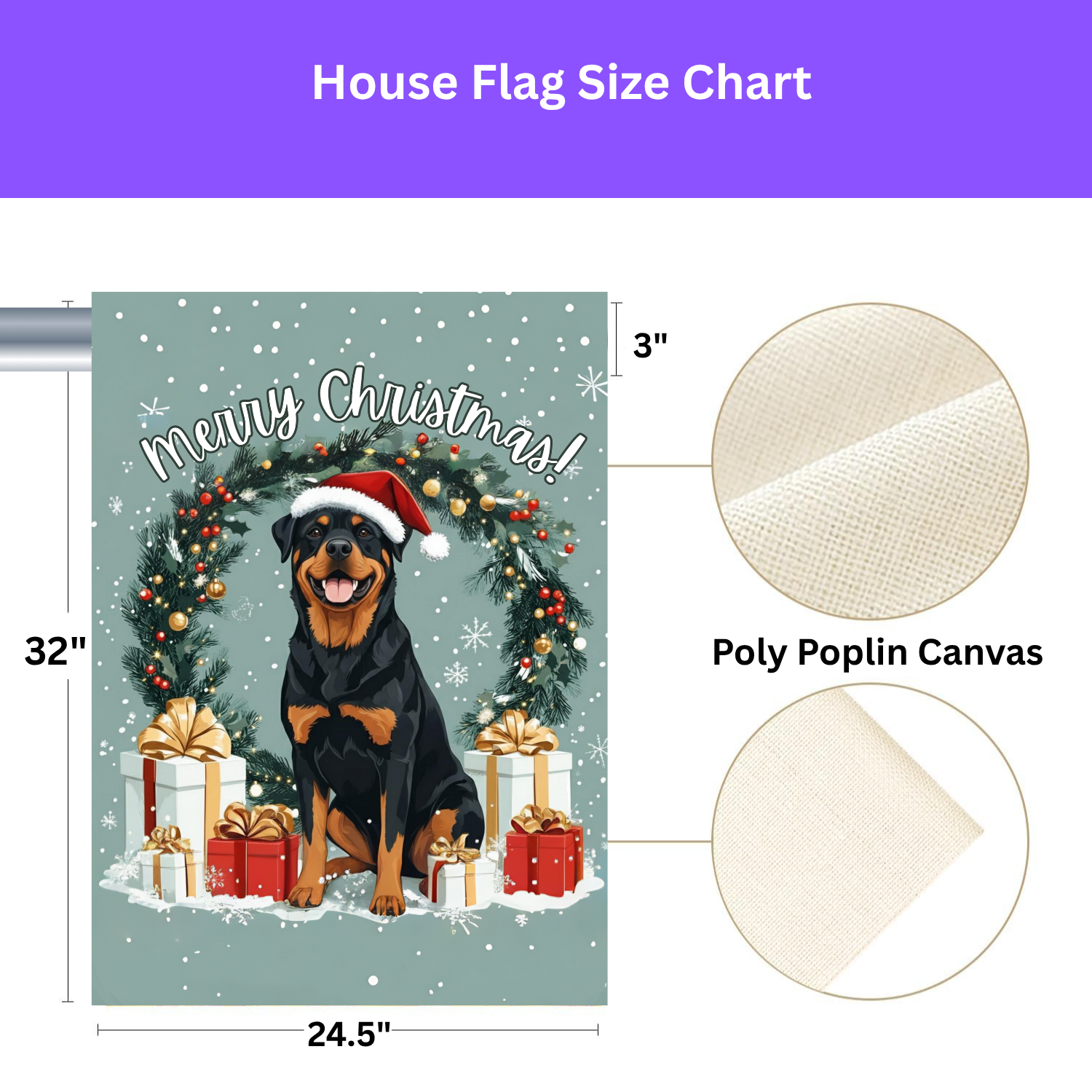 Merry Christmas Rottweiler Flag Garden Flag - yard display - Dragonfire Gardens