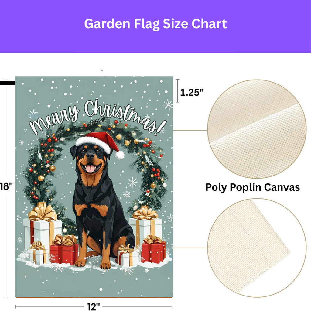 Merry Christmas Rottweiler Flag Garden Flag - porch decor - Dragonfire Gardens
