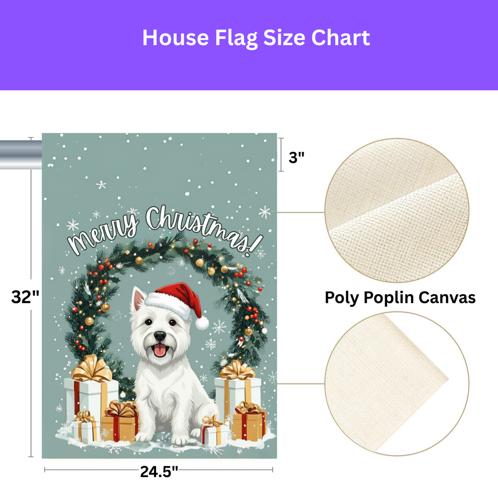 Merry Christmas Westie Garden Flag - yard display - Dragonfire Gardens