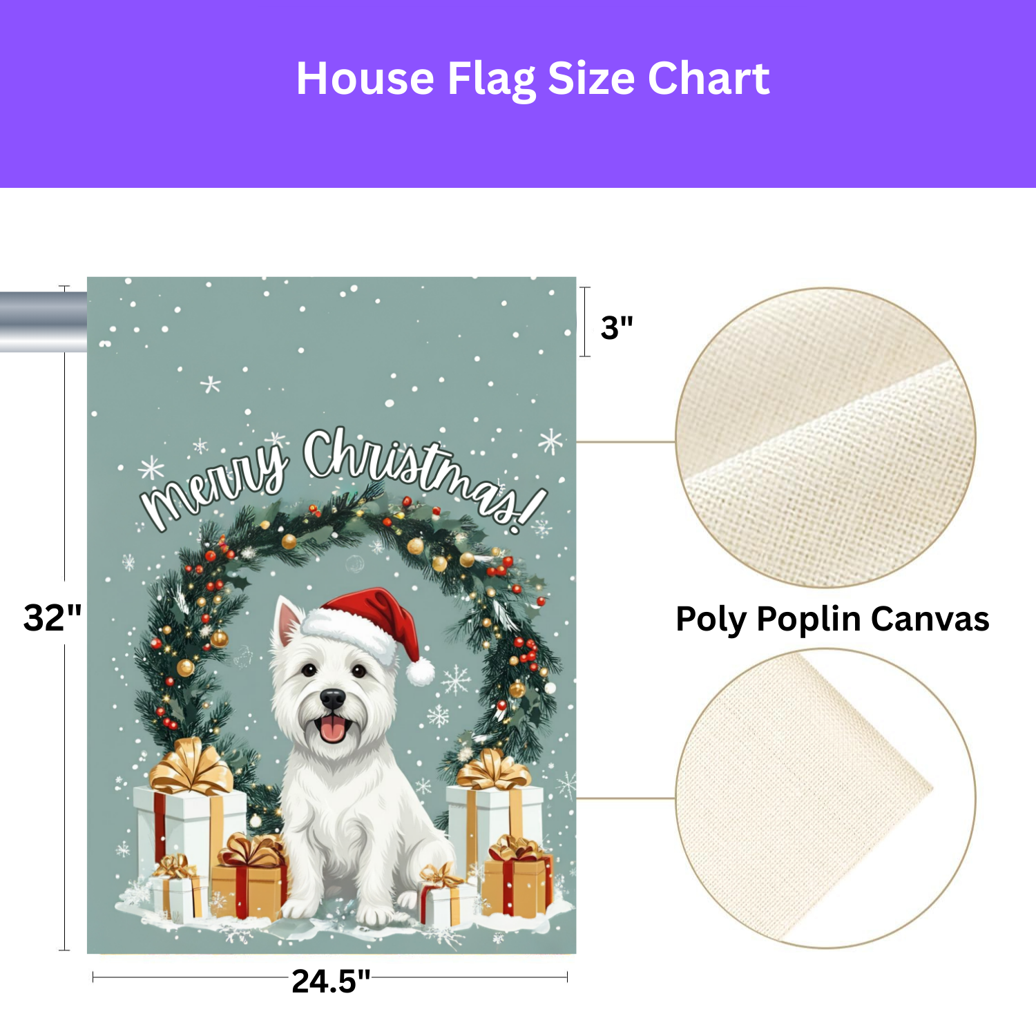 Merry Christmas Westie Garden Flag - yard display - Dragonfire Gardens