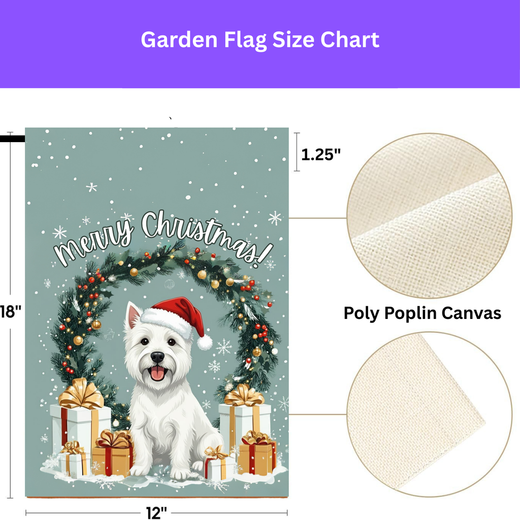 Merry Christmas Westie Garden Flag - porch decor - Dragonfire Gardens