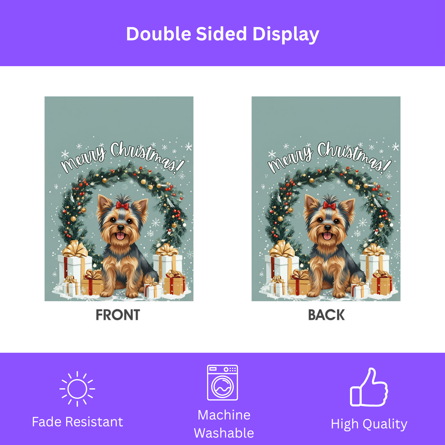 Merry Christmas Yorkie Garden Flag