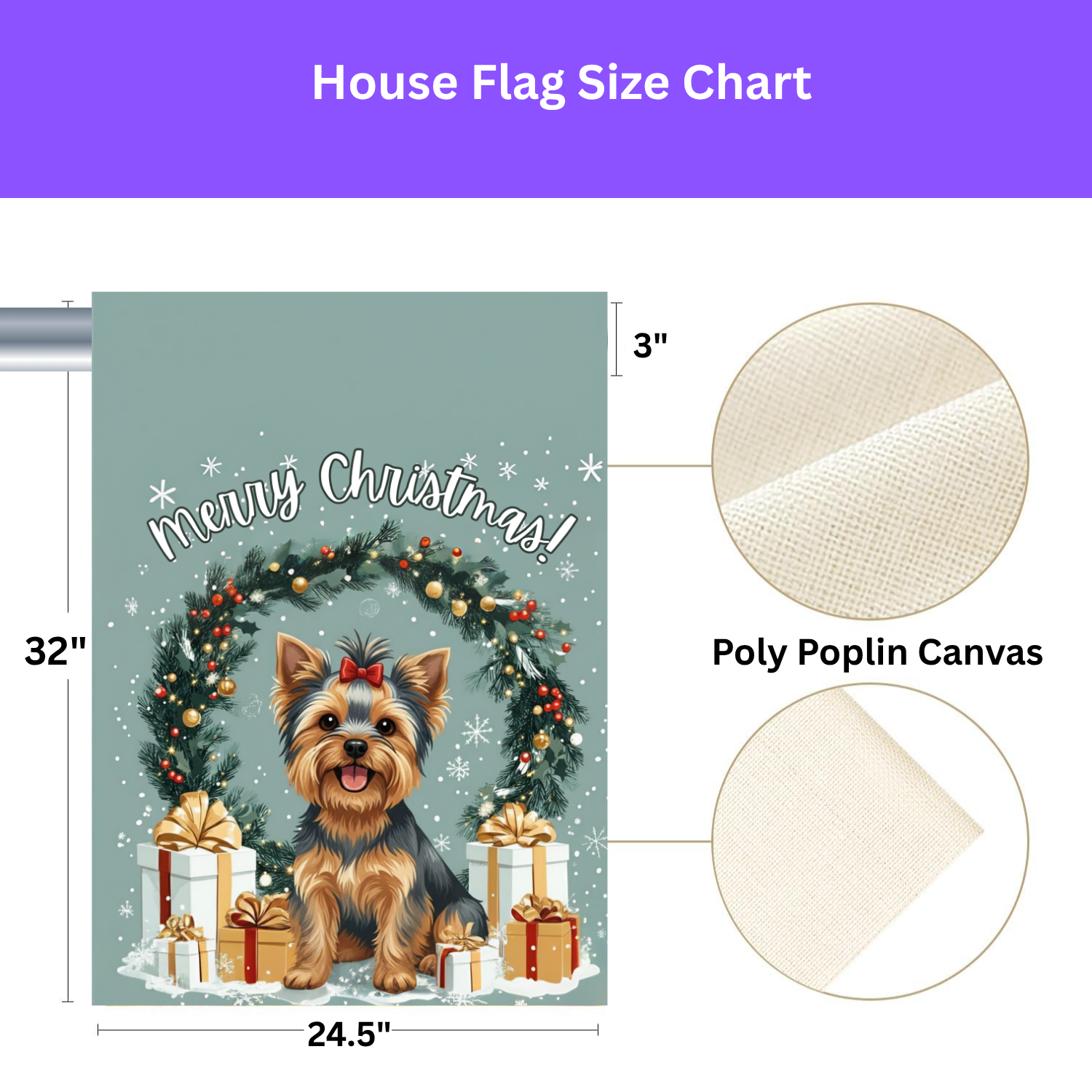Merry Christmas Yorkie Garden Flag