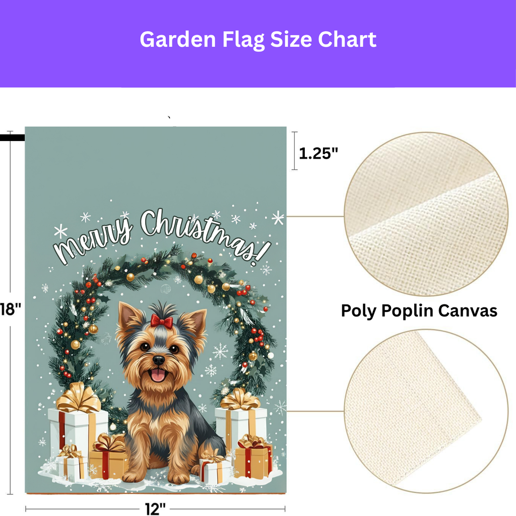 Merry Christmas Yorkie Garden Flag