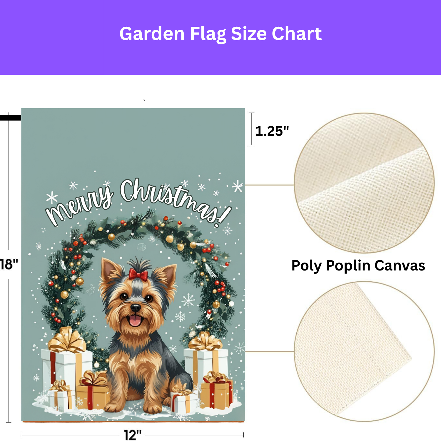 Merry Christmas Yorkie Garden Flag