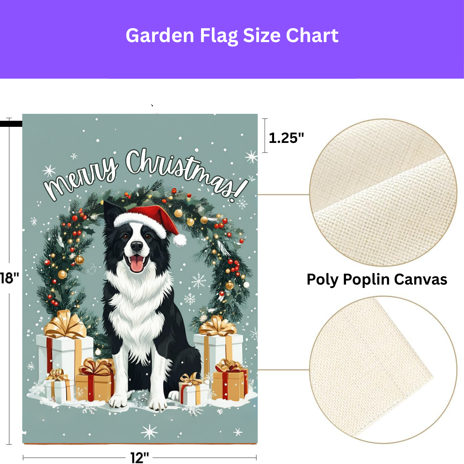 Merry Christmas Border Collie Garden Flag - porch decor - Dragonfire Gardens
