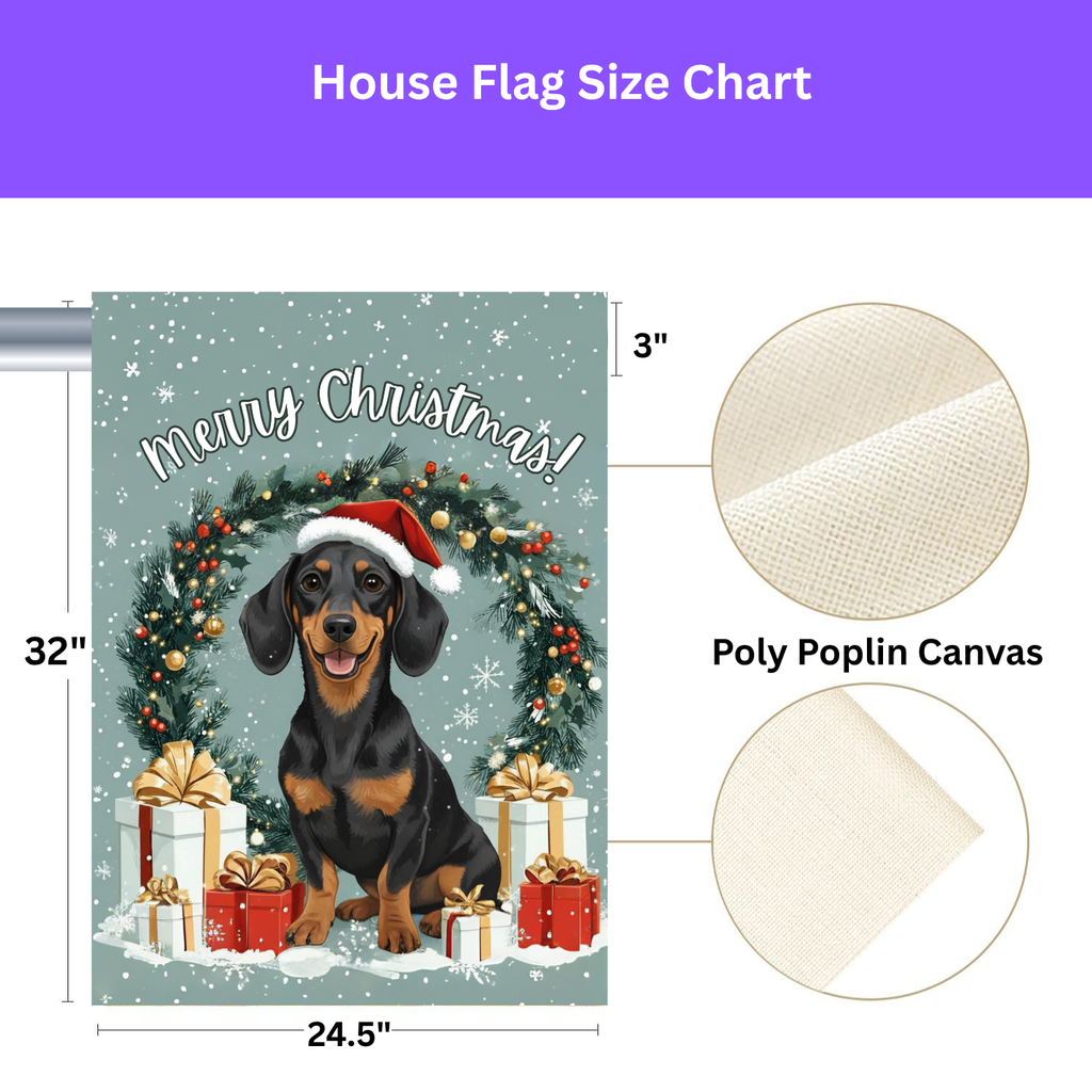 Merry Christmas Dachshund Garden Flag - yard display - Dragonfire Gardens