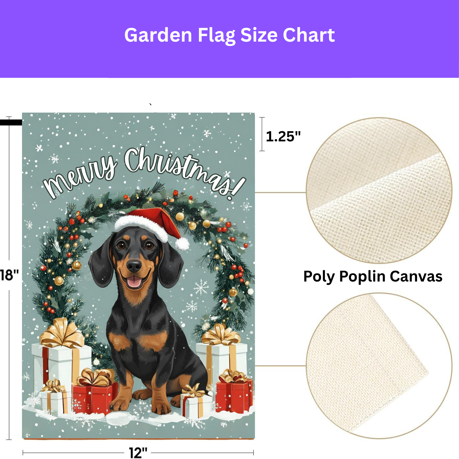 Merry Christmas Dachshund Garden Flag - porch decor - Dragonfire Gardens