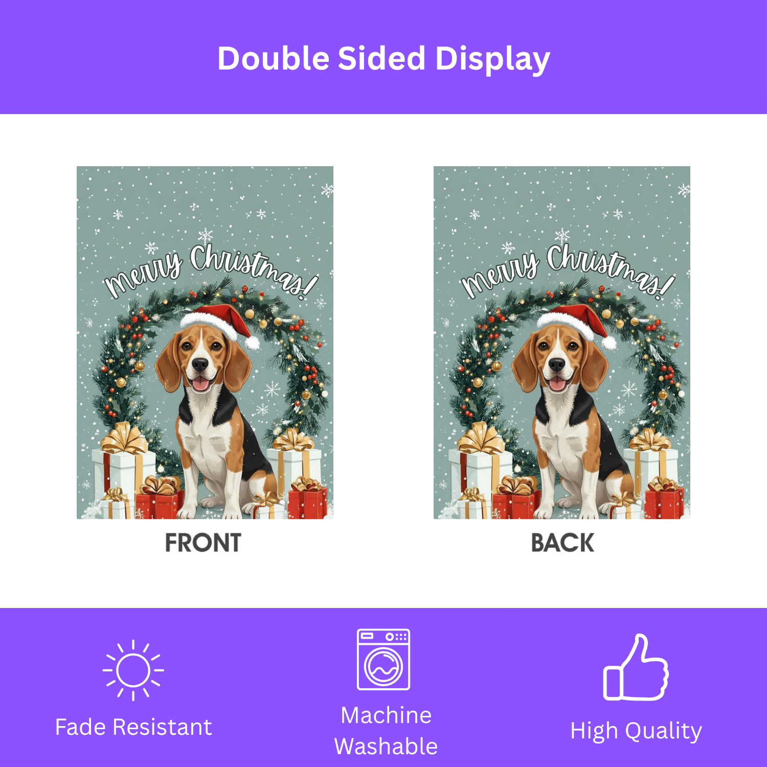 Merry Christmas Beagle Garden Flag - porch decor - Dragonfire Gardens