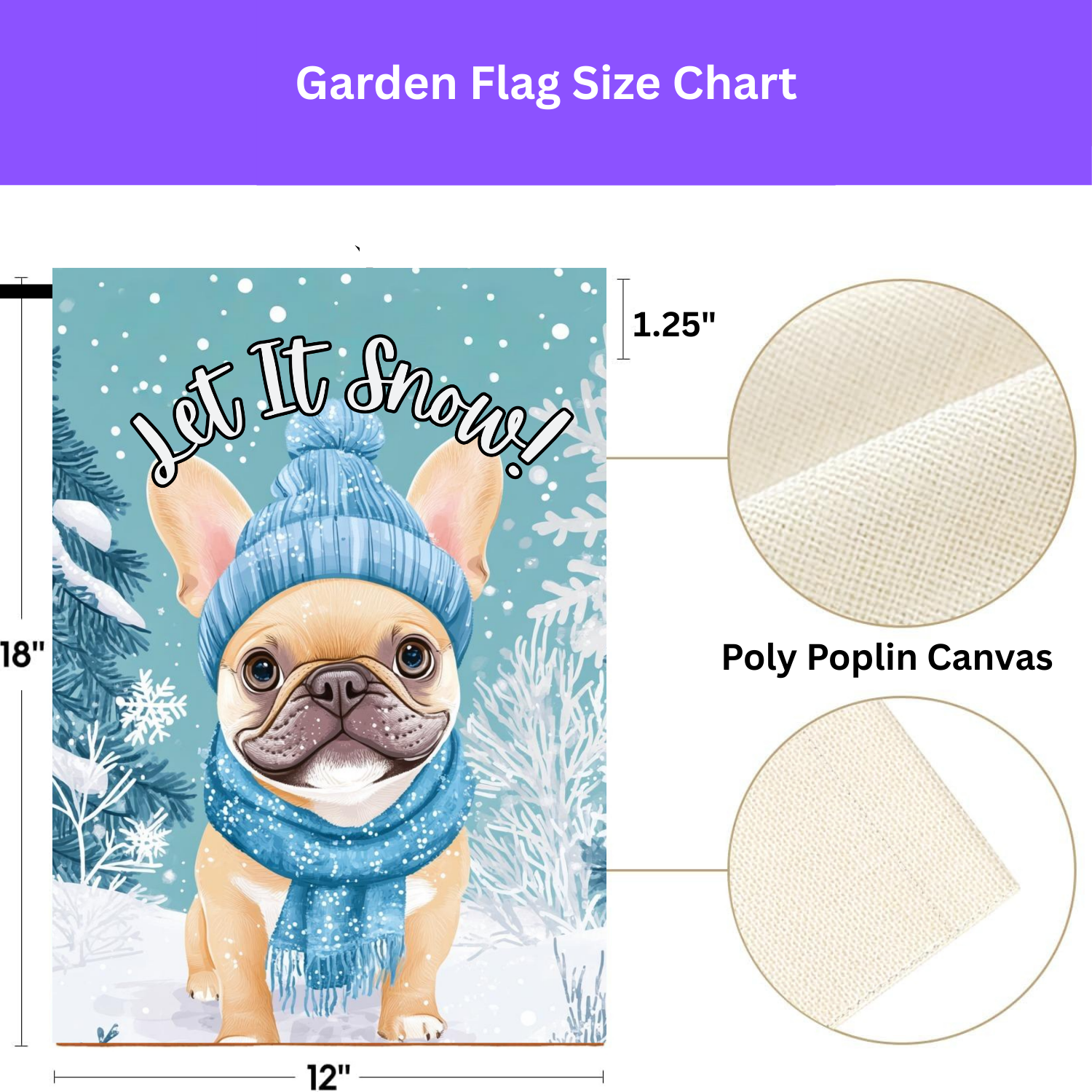 Let It Snow French Bulldog Winter Garden Flag - yard display - Dragonfire Gardens