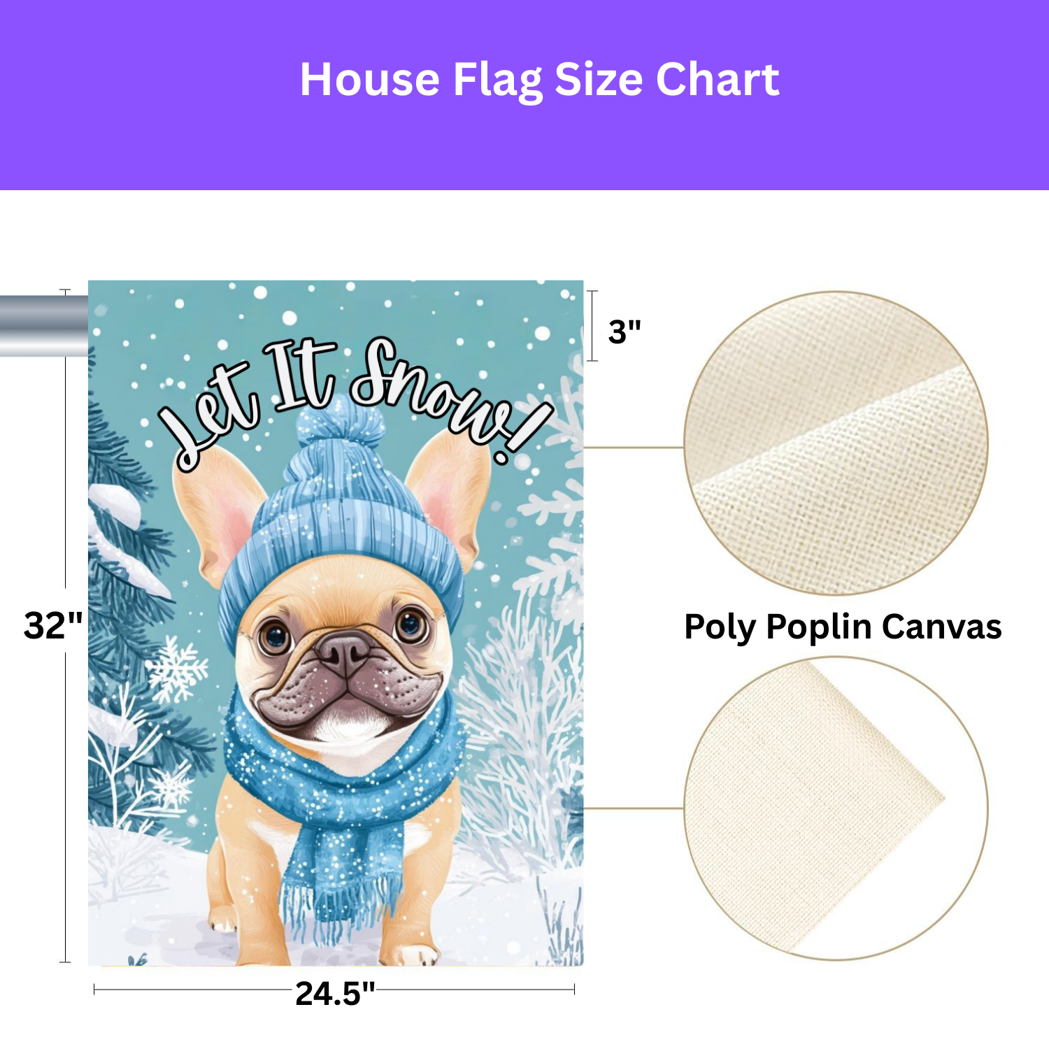 Let It Snow French Bulldog Winter Garden Flag - porch decor - Dragonfire Gardens