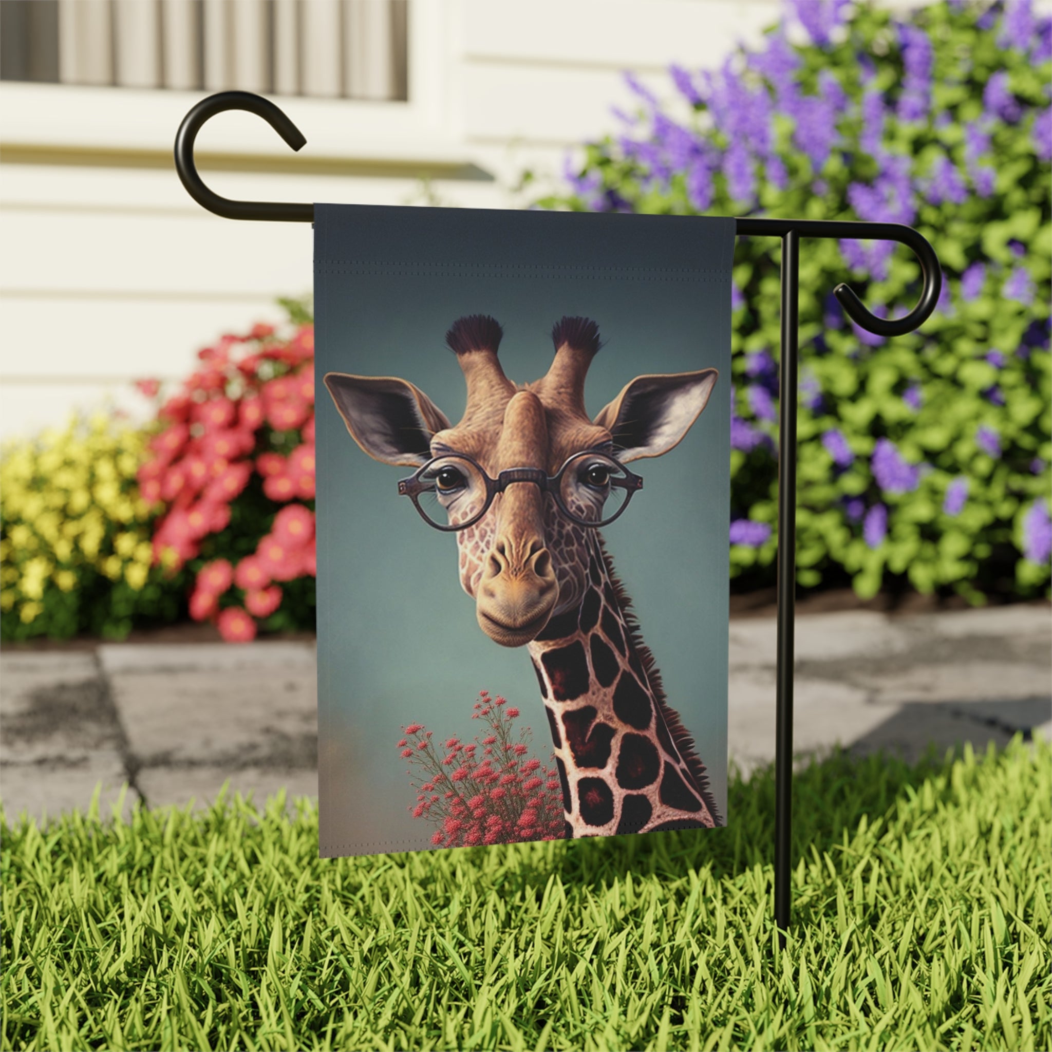 Smart Giraffe Garden Flag - outdoor display - Dragonfire Gardens
