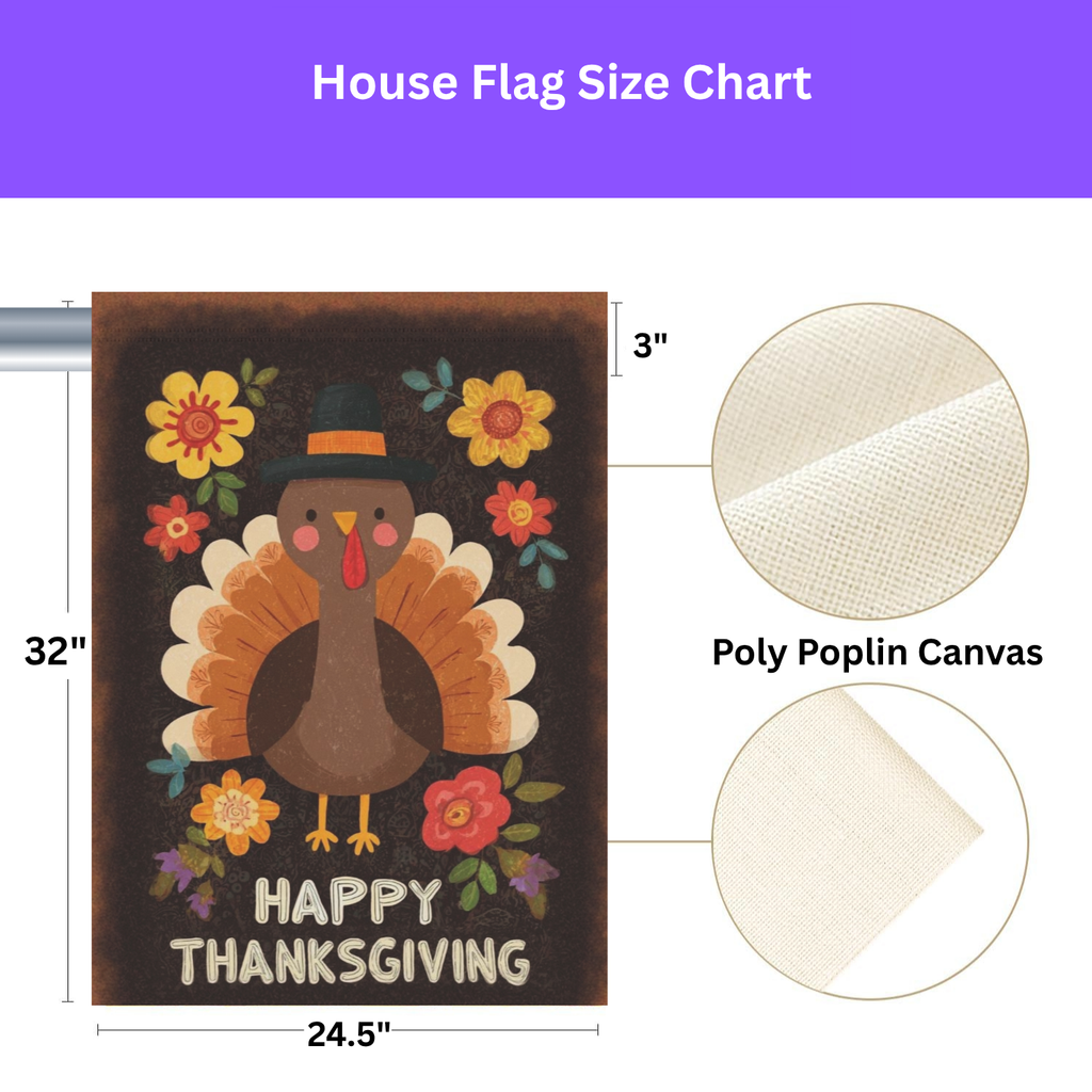 Yellow Flower Turkey Thanksgiving Garden Flag