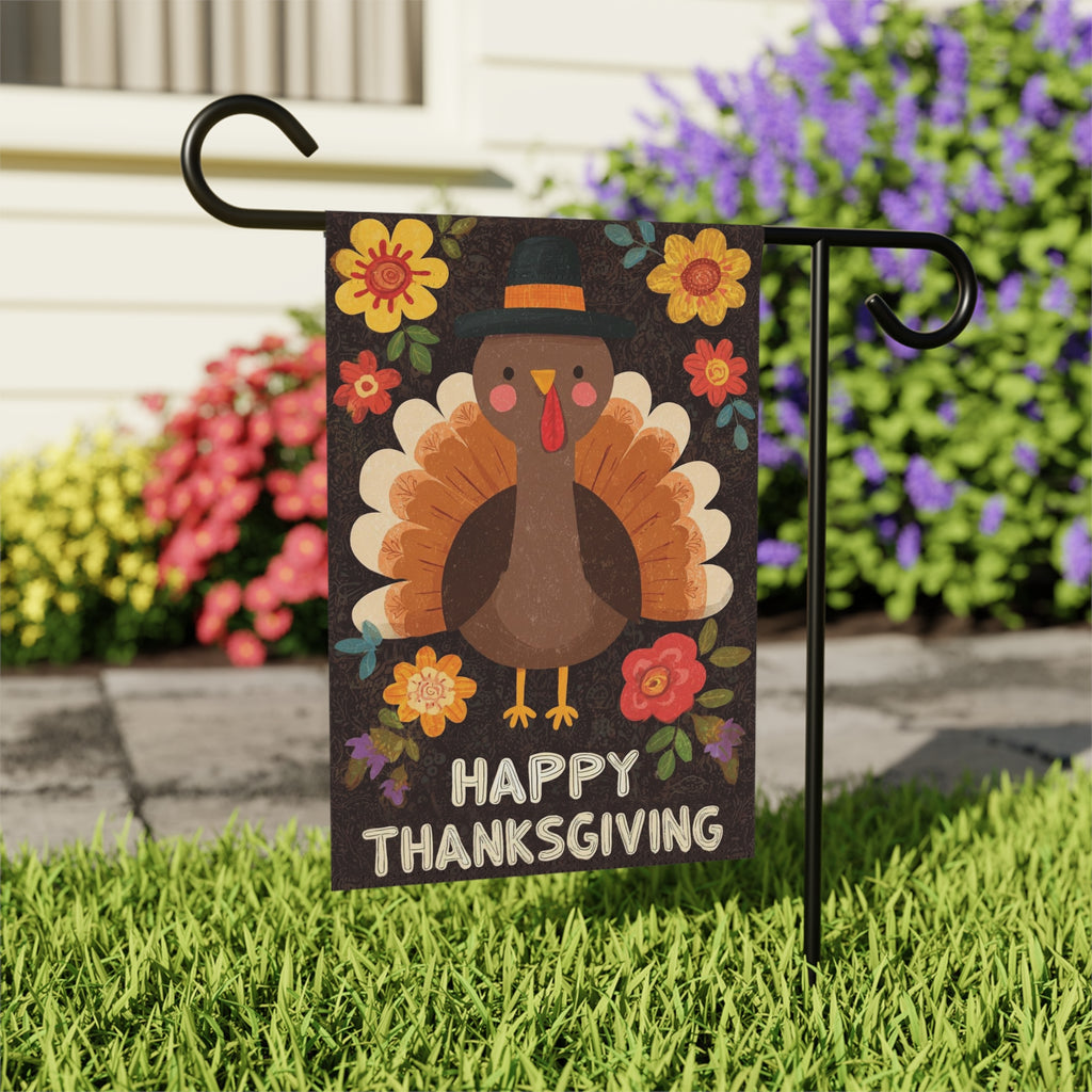 Yellow Flower Turkey Thanksgiving Garden Flag