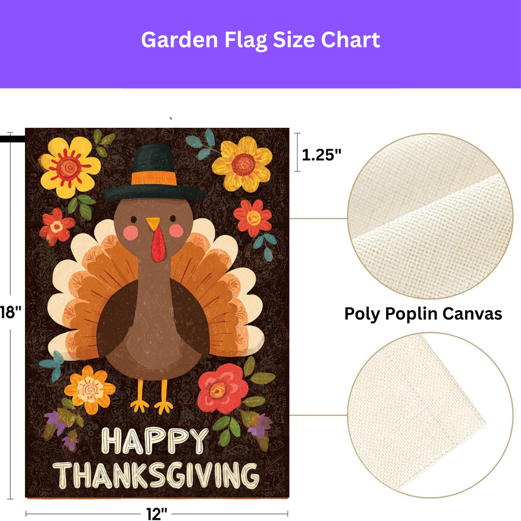 Yellow Flower Turkey Thanksgiving Garden Flag