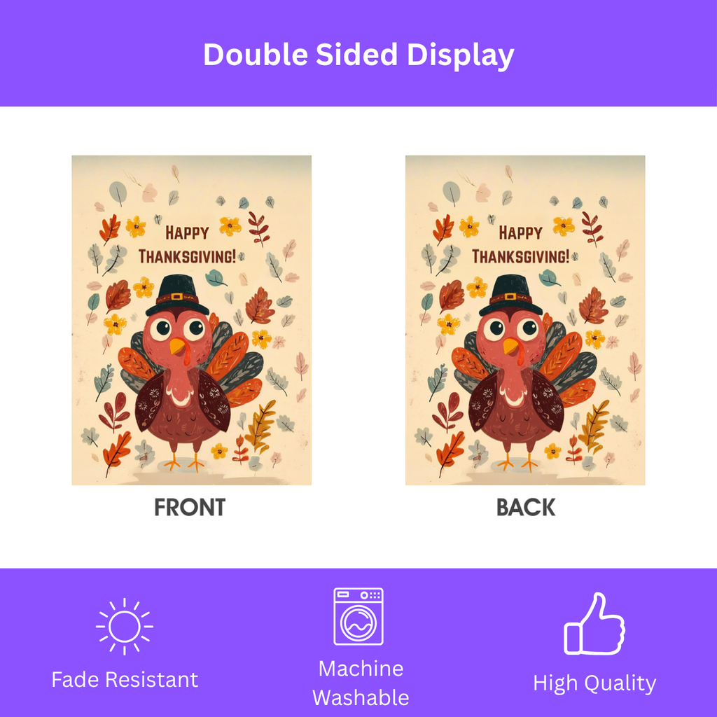 Happy Thanksgiving Festive Turkey Garden Flag