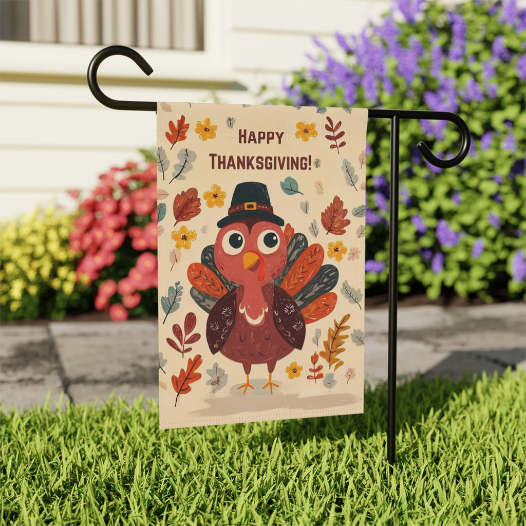 Happy Thanksgiving Festive Turkey Garden Flag