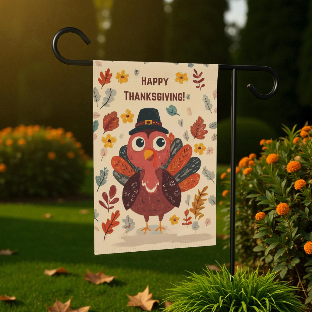 Happy Thanksgiving Festive Turkey Garden Flag