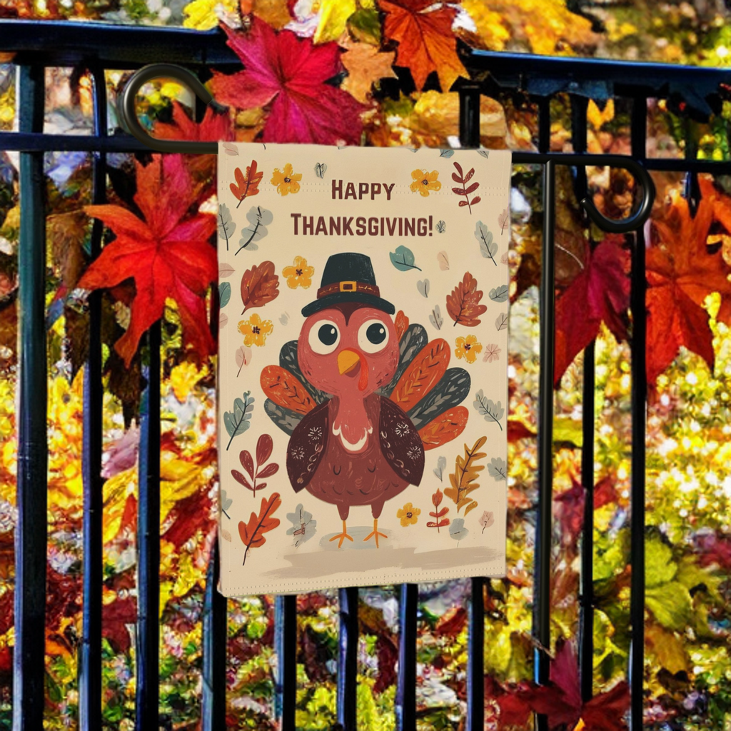 Happy Thanksgiving Festive Turkey Garden Flag