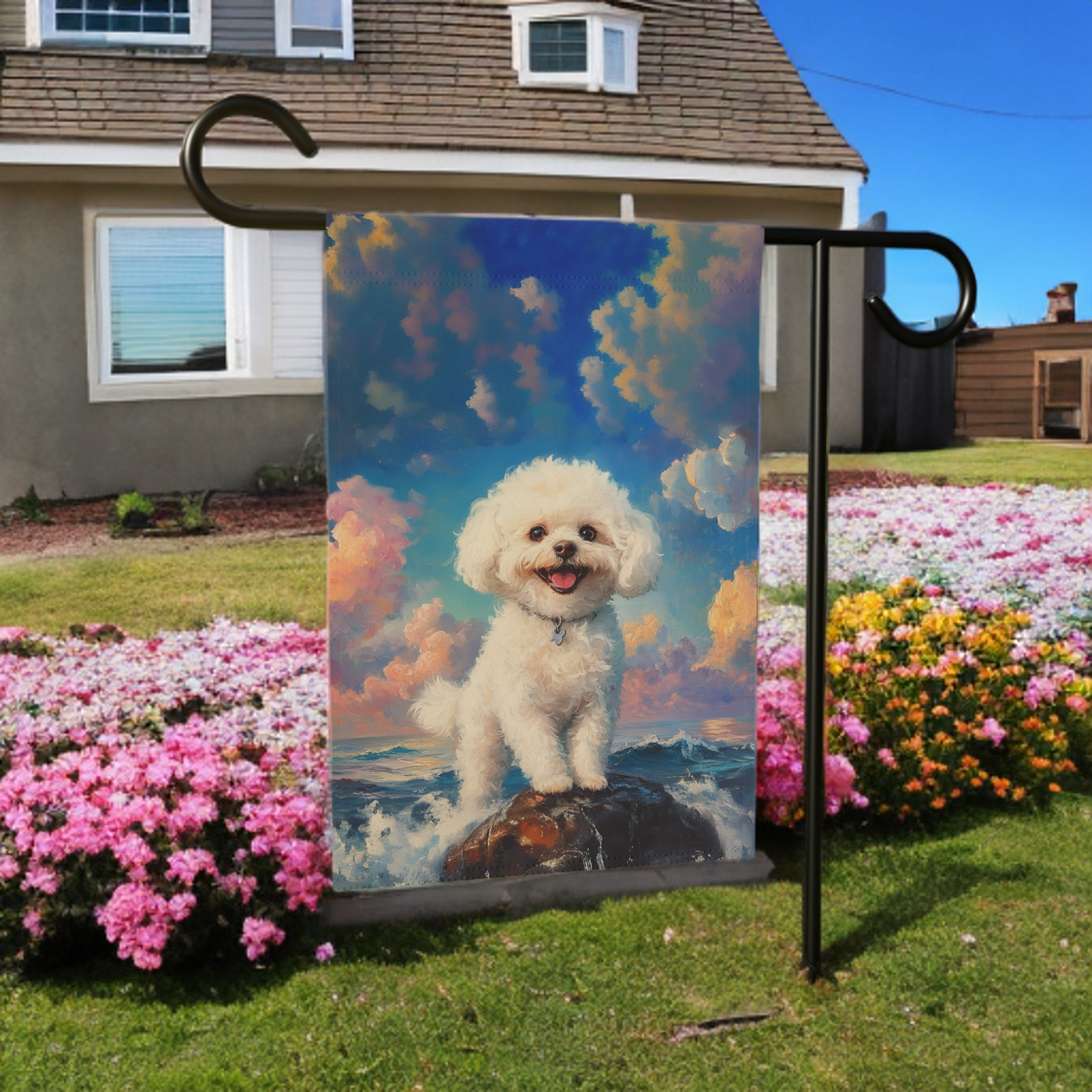 Sea Rock Bichon Frise Garden Flag
