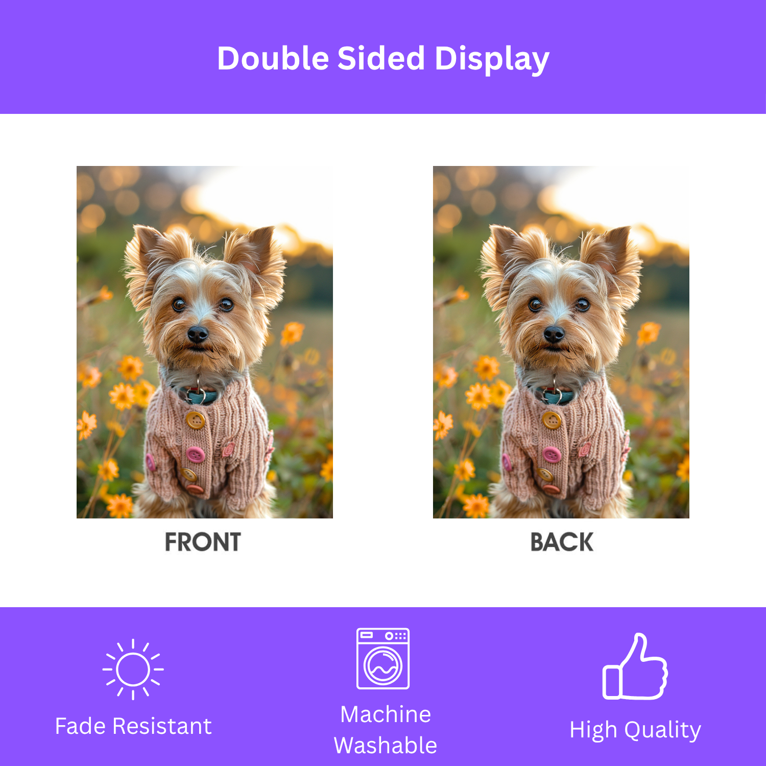 Pink Sweater Yorkshire Terrier Garden Flag - double-sided design - Dragonfire Gardens